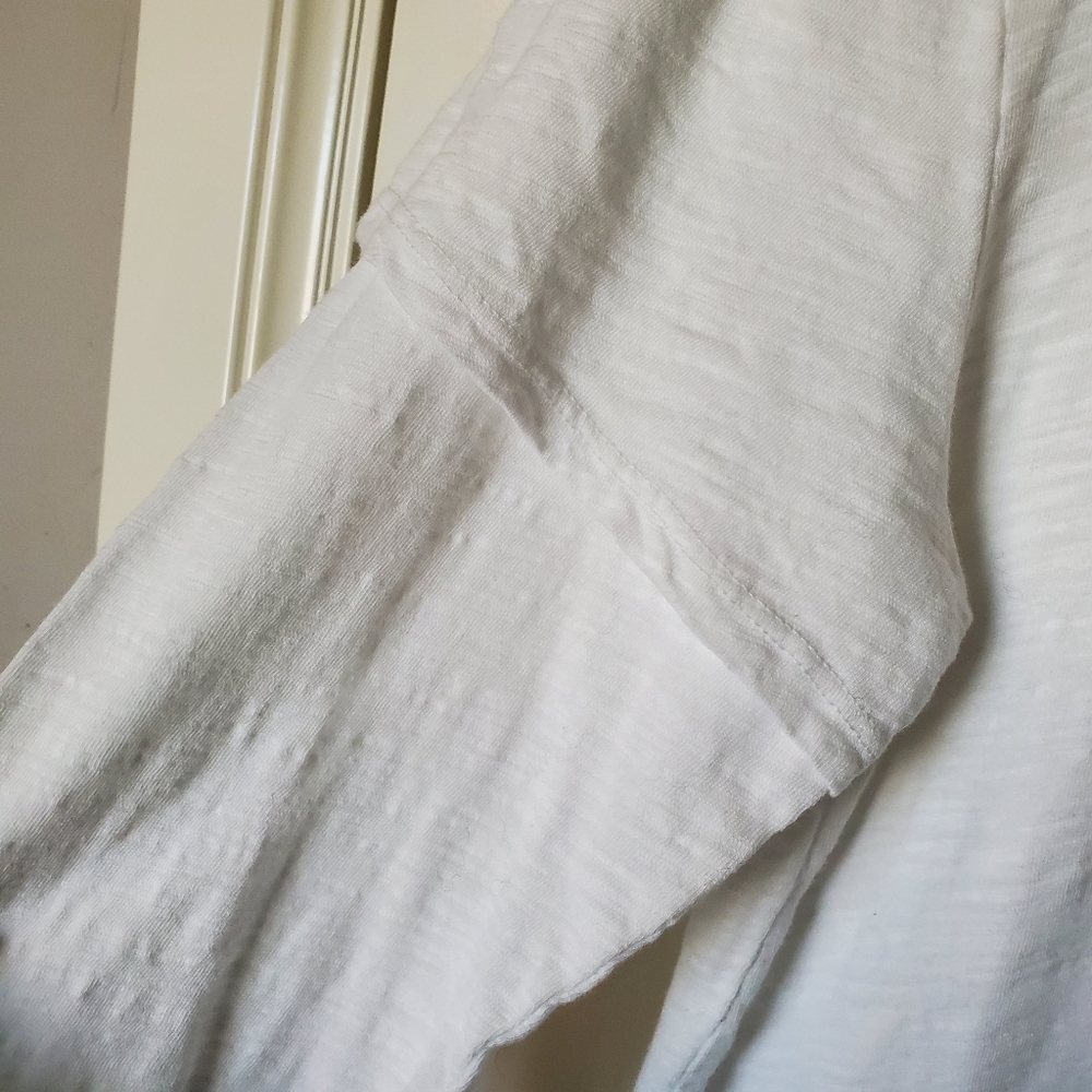 Womens Long Sleeve Slub Knit T-shirt Top Scoopneck White‎ S - Picture 4 of 5
